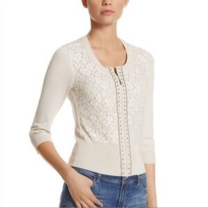 White House Black Market | Good condition | Cream Lace Cardigan Zip | Medium
